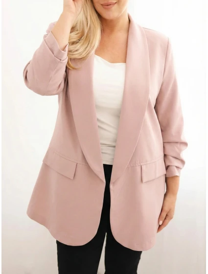 Dámská sako Plus Size elegantní tmavě pudrově růžová