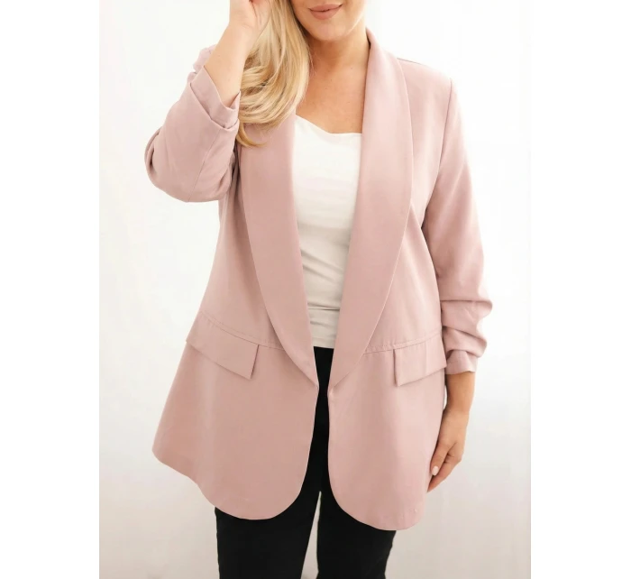 Dámská sako Plus Size elegantní tmavě pudrově růžová