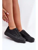 Dámské tenisky z ECO kůže na platformě Big Star – černé Dámské tenisky z ECO kůže na platformě Big Star – černé