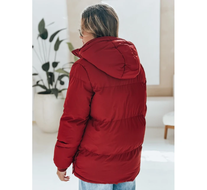 MISSFROST dámská prošívaná bunda s kapucí bordó FashionStreet TY4960