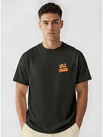 Pánské bavlněné tričko oversize s potiskem černé FashionStreet NX4014R