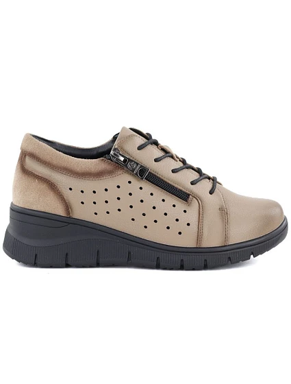 Dámské kožené polobotky na platformě béžové barvy model 22060114 - VINCEZA Dámské kožené polobotky na platformě béžové barvy model 22060114 - VINCEZA