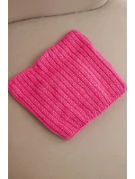 Dámská zimní čepice z vlny s kočičím střihem z pruhované pleteniny K419 růžová