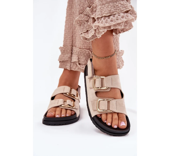 Dámské sandály s přezkami světle béžové Seladith