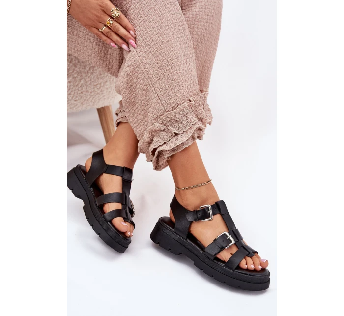 Dámské Sandály Eko Kůže S Přezkami Černé model 21699627 - Boto Dámské Sandály Eko Kůže S Přezkami Černé model 21699627 - Boto