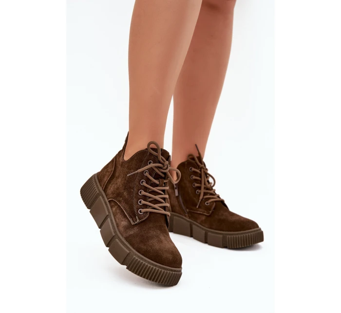 Semišové Nízké Dámské Na Platformě Big Star Hnědé model 21708662 - Big Star Shoes