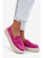 Mokasiny z pravé semišové kůže na platformě Vinceza Fuksja