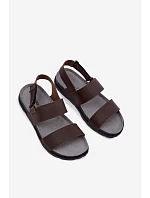 Kožené Pánské Sandály  Tmavě hnědé model 22200764 - Inblu