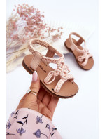 Dětské pletené nazouvací sandály Růžove Tracy