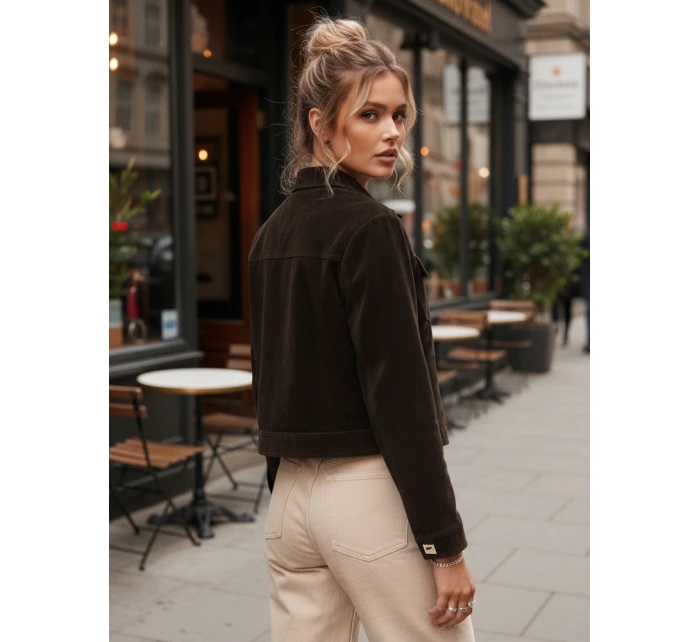 Dámská semišová bunda TY5583 Tmavě hnědá - Fashion Street