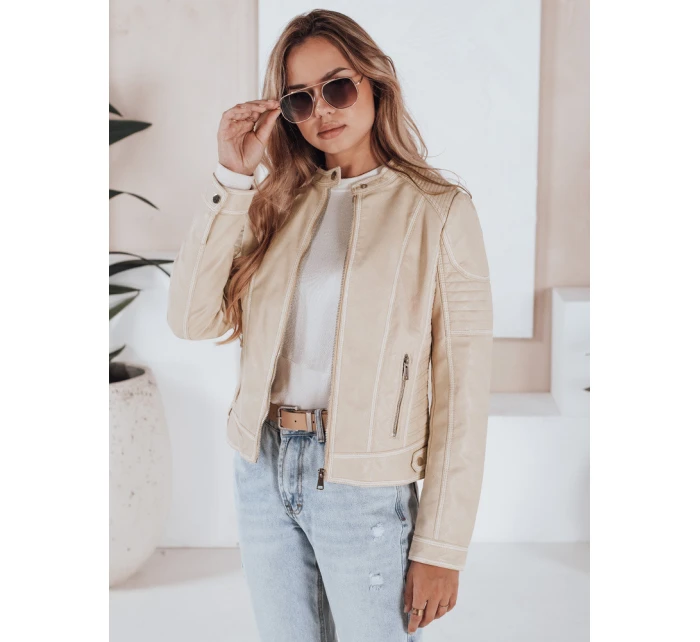 Dámská kožená bunda ROCKMISS beige FashionStreet TY5226
