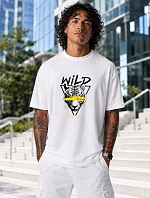 Pánské bílé tričko oversize s potiskem FashionStreet NX1005R