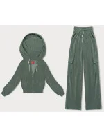Dámský komplet v olivové barvě mikina a kalhoty typu cargo model 18910728 - LHD Dámský komplet v olivové barvě mikina a kalhoty typu cargo model 18910728 - LHD