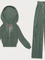 Dámská souprava blůza + kalhoty olivově zelená (AMG-322A)