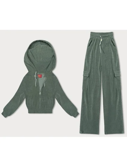 Dámský komplet v olivové barvě mikina a kalhoty typu cargo model 18910728 - LHD Dámský komplet v olivové barvě mikina a kalhoty typu cargo model 18910728 - LHD