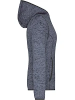 Daiber JN 588 Dámská pletená fleecová bunda s kapucí 02.0588 denim melange/black Daiber JN 588 Dámská pletená fleecová bunda s kapucí 02.0588 denim melange/black