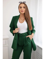 Elegantní souprava saka a kalhot tmavě zelená