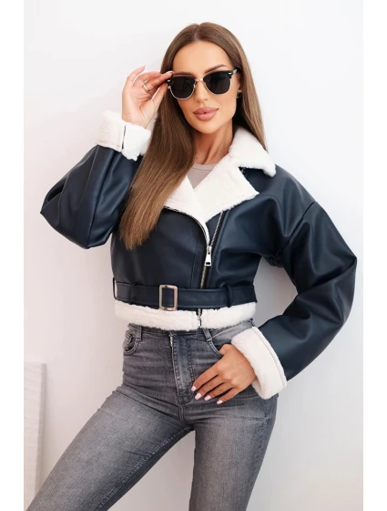 Dámská model 21239097 z ekokůže s podšívkou a páskem modrá - K-Fashion