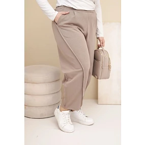 Dámské bavlněné kalhoty Plus Size volného střihu s vysokým pasem fango Dámské bavlněné kalhoty Plus Size volného střihu s vysokým pasem fango