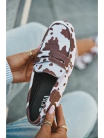 Loafersy Mokasyny Dámské Ploché V Látách Hnědo-Bílé Soreline Loafersy Mokasyny Dámské Ploché V Látách Hnědo-Bílé Soreline