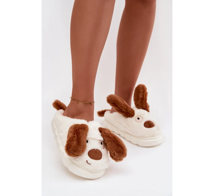 Kožešinové dámské pantofle pejskové hnědé Faylen