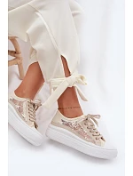 Dámské tenisky s krajkou na platformě Lee Cooper LCW-26-44-4481 Béžové