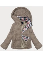 Volná béžová dámská bunda s kapucí Miss TiTi (2360) Volná béžová dámská bunda s kapucí Miss TiTi (2360)