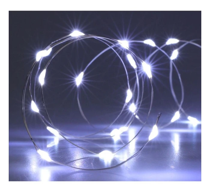 DRÁTĚNÁ SVĚTLA OVLÁDANÁ BATERIEMI GIRLANDA 80 VEDLA STUDENÁ BÍLÁ