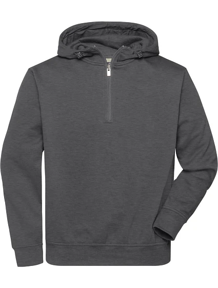 Daiber JN 839 Prac. mikina z bio bavlny, kapuce, "1/4" zip 02.0839 dark melange Daiber JN 839 Prac. mikina z bio bavlny, kapuce, "1/4" zip 02.0839 dark melange