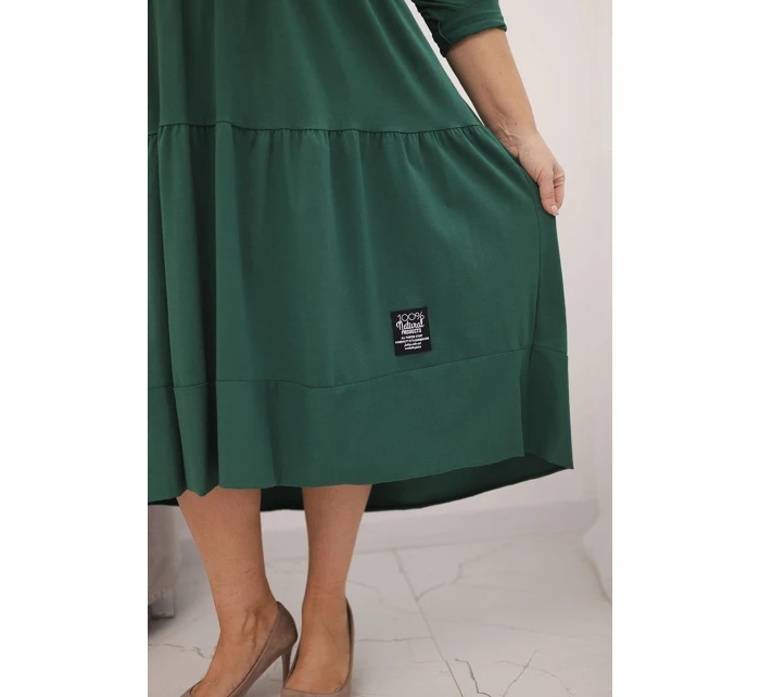 Dámská bavlněná sukni Plus Size s volány a ohrnutým rukávem zelená Dámská bavlněná sukni Plus Size s volány a ohrnutým rukávem zelená