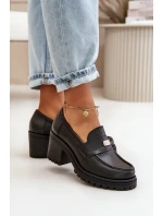 Zazoo 20168 Elegantní Dámské Polobotky Na Podpatku Přírodní Kůže Černá