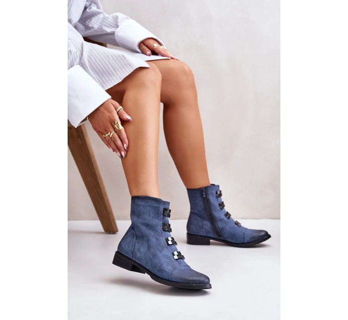 Zateplené dámské boty na zip modré model 21672411 - Boto Zateplené dámské boty na zip modré model 21672411 - Boto