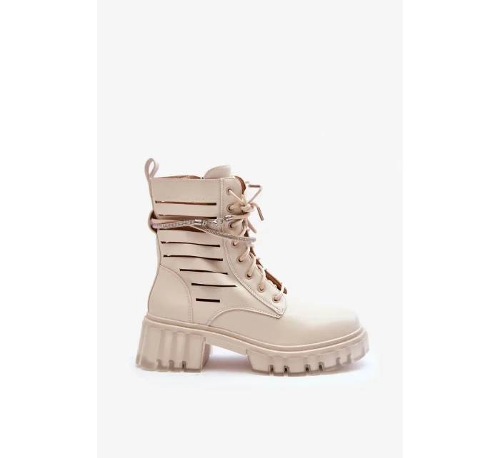 Módní pracovní boty s ozdobným páskou Bežové Rocky Módní pracovní boty s ozdobným páskou Bežové Rocky