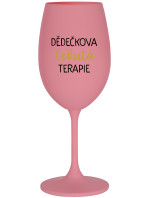 DĚDEČKOVA TEKUTÁ TERAPIE - růžová sklenice na víno 350 ml