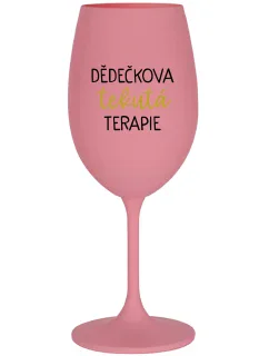 DĚDEČKOVA TEKUTÁ TERAPIE - růžová sklenice na víno 350 ml