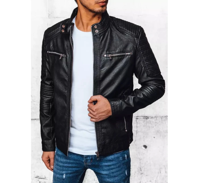 Pánská kožená bunda černá FashionStreet TX4388 Pánská kožená bunda černá FashionStreet TX4388