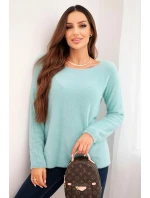 Svetr dámský z měkké pleteniny s kulatým výstřihem mátový
