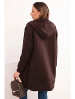 Zateplená dámská mikina s kapucí a zipem hnědá Zateplená dámská mikina s kapucí a zipem hnědá