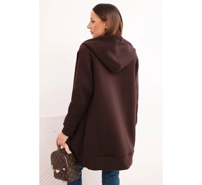 Zateplená dámská mikina s kapucí a zipem hnědá Zateplená dámská mikina s kapucí a zipem hnědá