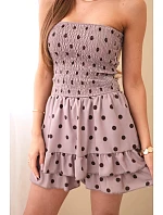 Dámský viskózový overal s puntíky s volánem fango