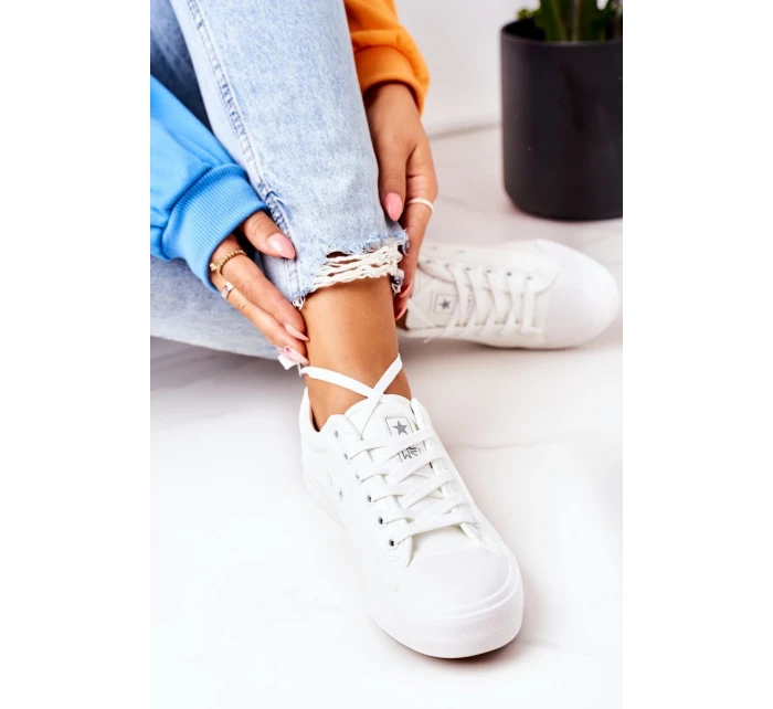 Dámské Kožené Tenisky Bílé Mega