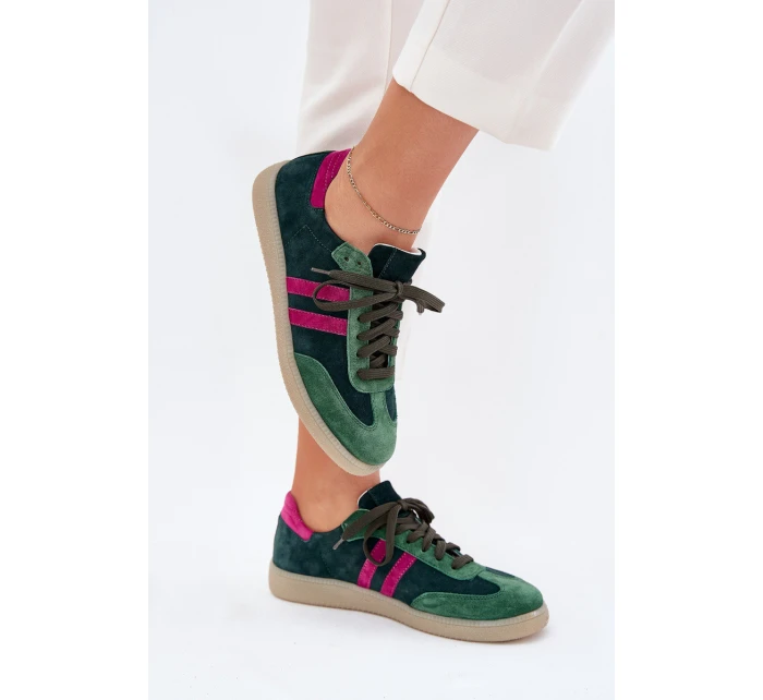 model 21703126 Semišové Nízké Dámské Tenisky Tmavě Zelené - Zazoo model 21703126 Semišové Nízké Dámské Tenisky Tmavě Zelené - Zazoo