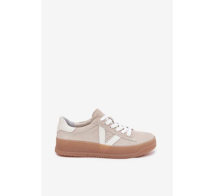 Dámské tenisky z přírodního semiše na platformě Vinceza Béžové Dámské tenisky z přírodního semiše na platformě Vinceza Béžové