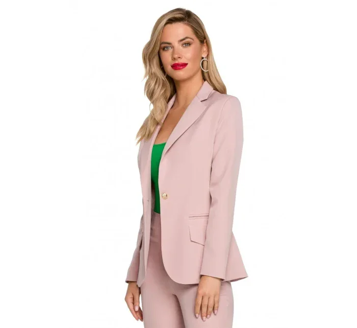 model 18004498 Sako s dvojitými kapsami s klopou krepová růžová - Makover