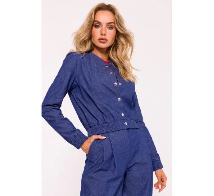 M800 Bunda bomber s lisovanými cvočky - modrá M800 Bunda bomber s lisovanými cvočky - modrá