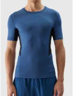 Pánské sportovní tričko slim z recyklovaných materiálů 4F - tmavě modré Pánské sportovní tričko slim z recyklovaných materiálů 4F - tmavě modré
