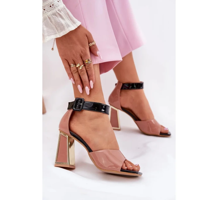 Dámské lakované sandály na sloupku Růžové Vinceza 20266