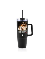 Cestovní termoska s průhledným víčkem s vlastním odkazem na oblíbenou písničku