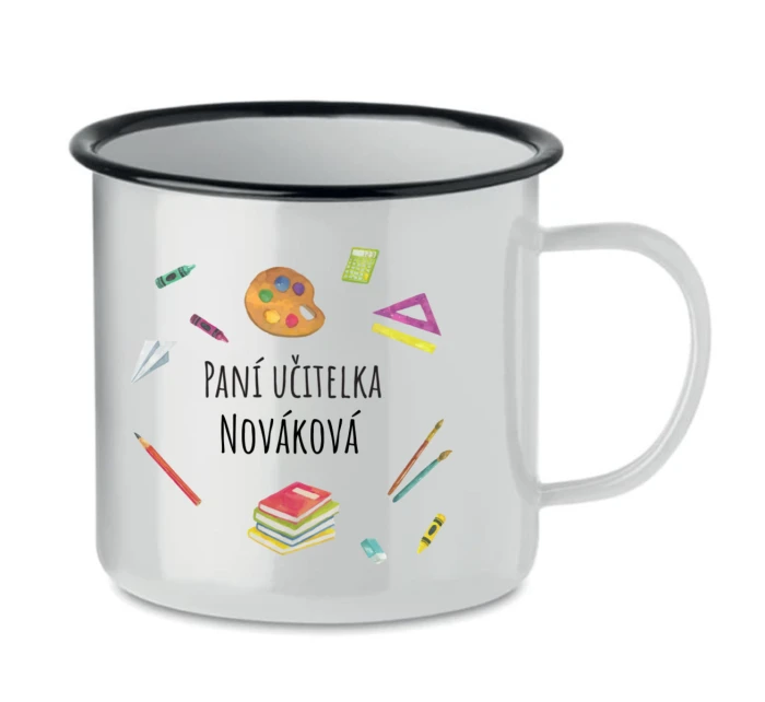Personalizovaný retro plecháček pro paní učitelku/pana učitele (pomůcky)