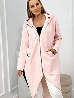 Zateplená dlouhá mikina růžová melanž - Kesi